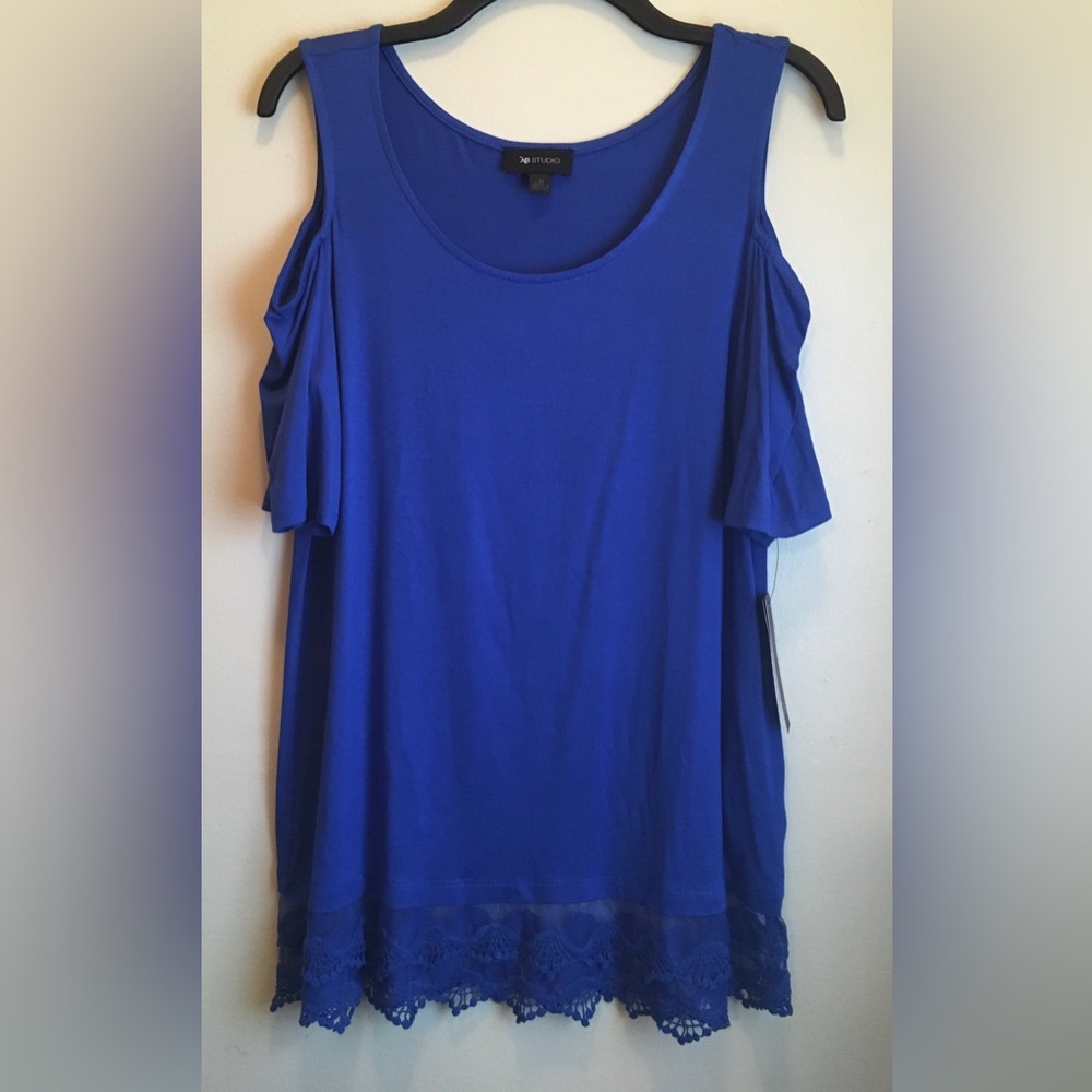 Elegant Royal Blue Cold Shoulder Blouse